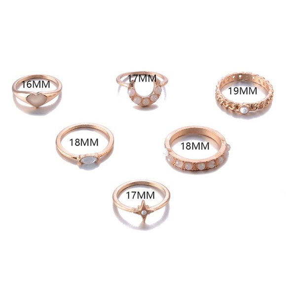 **GRETA* 6-Pc Gold x Opal Fashion Ring Set - Picture 7 of 7